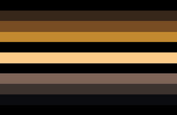 Voidthing A flag with 11 similarly sized horizontal stripes. From top to bottom, the colours are - black, dark brown, dark gold, golden brown, black, pale gold, black, ash, medium grey, dark blueish grey, and black.